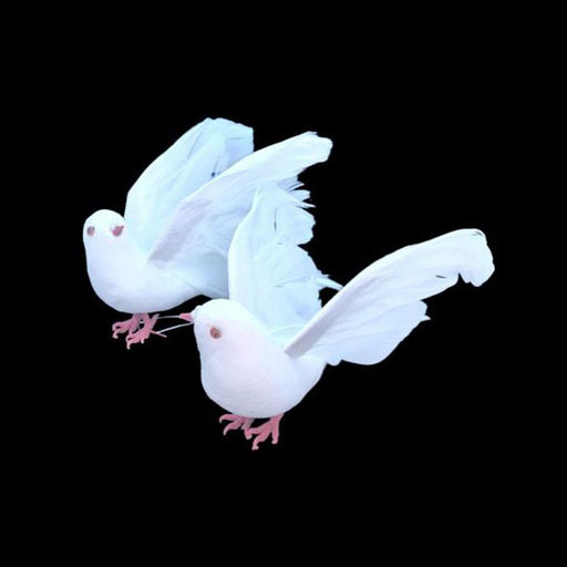 Fake Doves | Faux Wedding Doves | Artificial White Wedding Doves - 5 1/2in. x 2 3/4in. x 1 1/2in. - 2 Pieces/Pkg. (pm60911101)