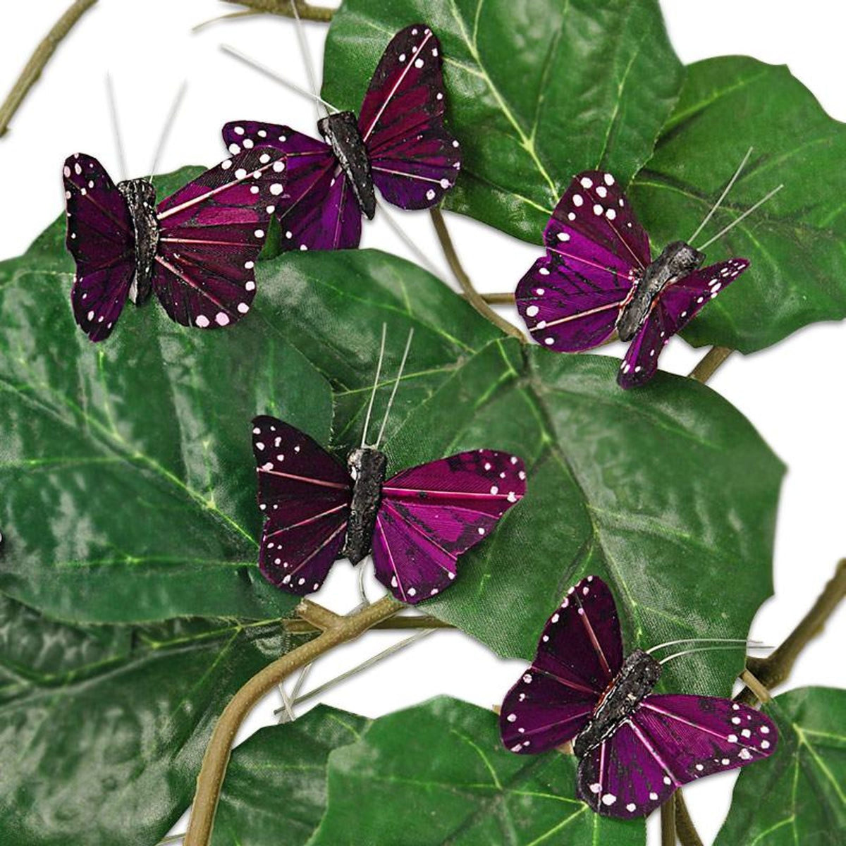 Fake Butterflies | Fake Monarch | Burgundy Feather Monarch Butterflies - 1  3/4in. - 12 Pieces/Pkg. (pm60911208)