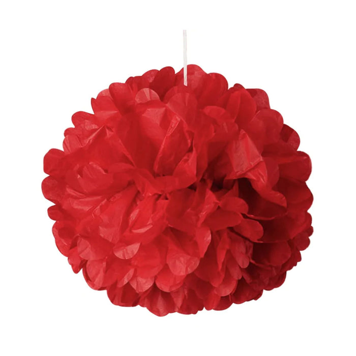 Large Red Poms | Red Party Decor | Red Tissue Paper Pom Poms - 12in. - 5 Pieces/Pkg. (pm892311230)