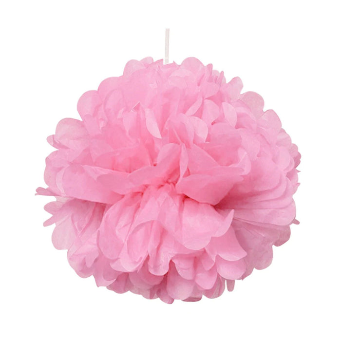 Large Pink Poms | Pink Flower Ball | Pink Tissue Paper Pom Poms - 8in. - 5 Pieces/Pkg. (pm892310837)