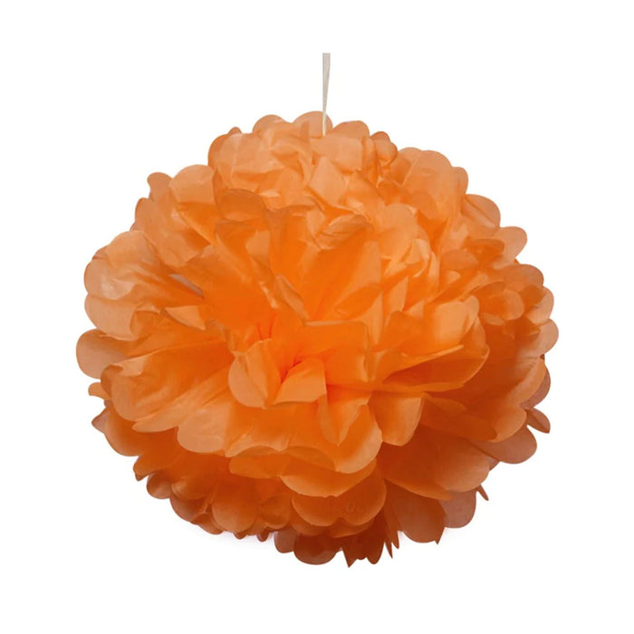 Large Orange Poms | Orange Party Decor | Orange Tissue Paper Pom Poms - 8in. - 5 Pieces/Pkg. (pm892310840)