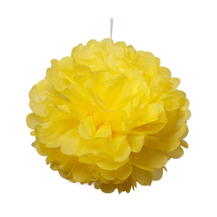 Big Yellow Poms | Large Yellow Pom-Poms | Sunshine Yellow Tissue Paper Pom Poms - 12in. Diameter - 5 Pieces/Pkg. (pm892311250)