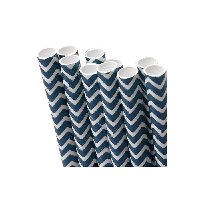 Blue Chevron Straws | Navy Blue Straws | Navy Blue Chevron Patterned Paper Straws - 10 Pieces/Pkg. (pm9685471)