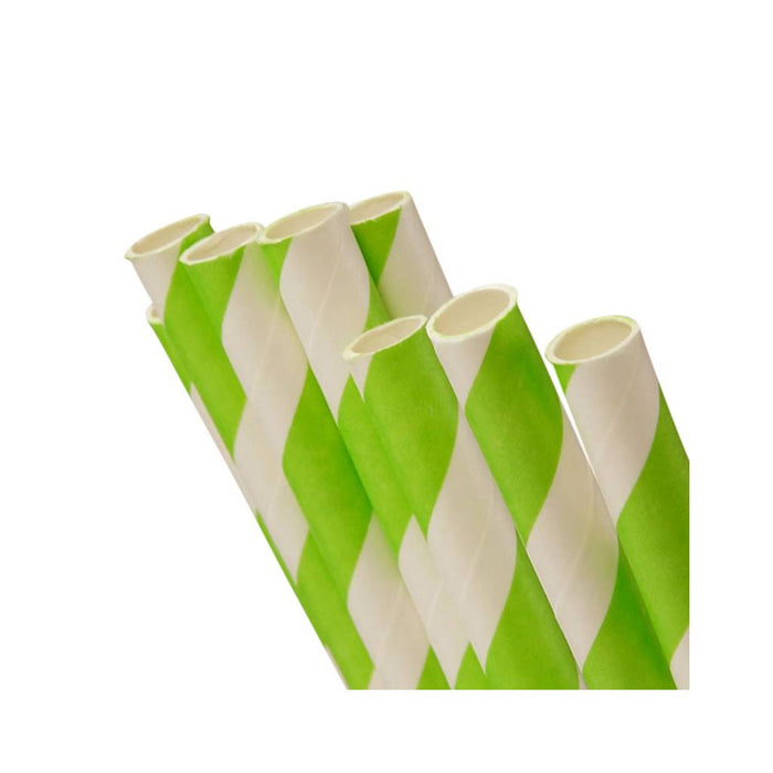 Green Striped Straws | Green Straws | Green Stripe Patterned Paper Straws - 10 Pieces/Pkg. (pm9685666)