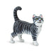Mini Grey Cat | Miniature Gray Cat | Gray Tabby Cat Figurine - Hard Plastic - 2.05in. L x 0.75in. W x 2.3in. H - 1 Piece (sl100128)