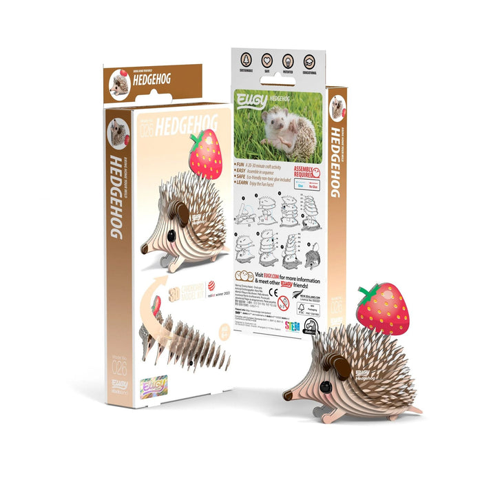 Hedgehog Puzzle | Hedgehog Toy | Hedgehog Craft | EUGY Hedgehog 3D Puzzle - Completed Size 2.95in. L x 1.61in. W x 2.83in. H (sl105607)