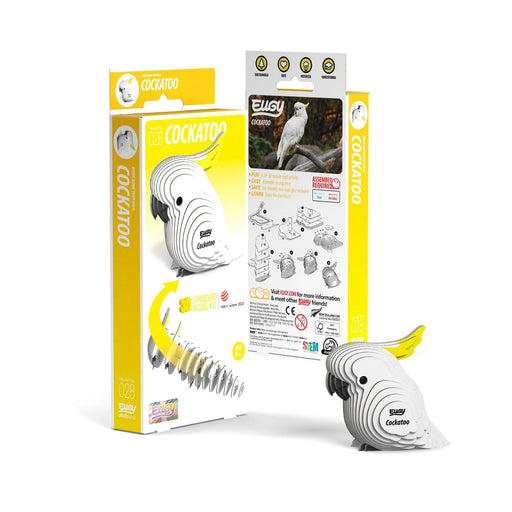 Cockatoo Figurine | Cockatoo Toy | Cockatoo 3D Cardboard Model Kit - Completed Size 2.56in. L x 1.57in. W x 2.36in. H (sl105609)