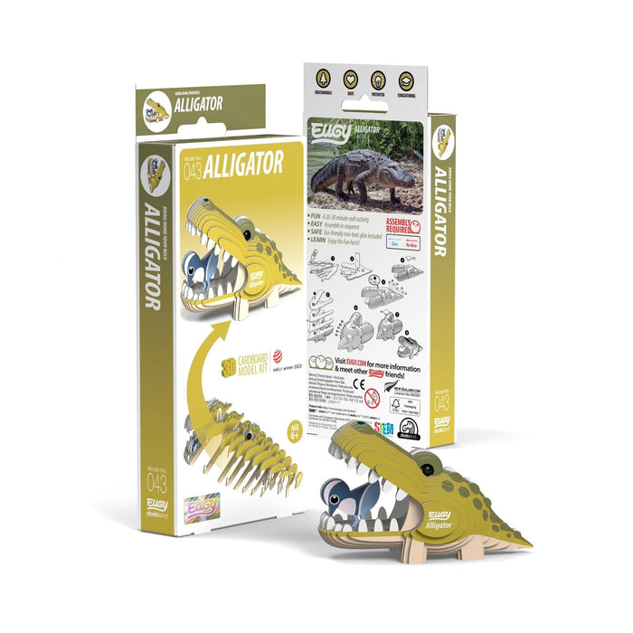 Alligator Puzzle | Alligator Toy | Alligator Craft | EUGY Alligator 3D Puzzle - Completed Size 3.39in. L x 1.5in. W x 2.09in. H (sl105624)