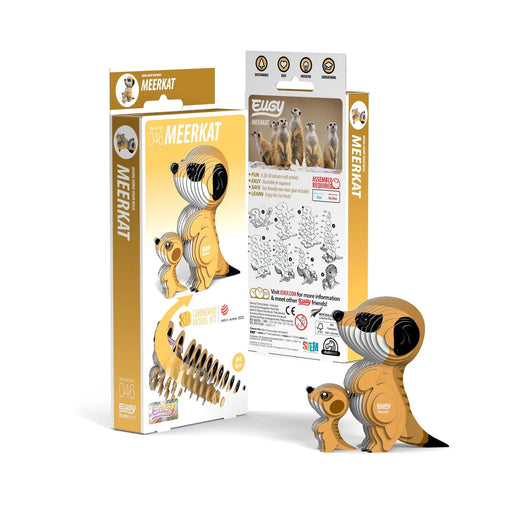 Meerkat Figurine | Meerkat Toy | Meerkat 3D Cardboard Model Kit - Completed Size 2.8in. L x 1.61in. W x 2.99in. H (sl105627)