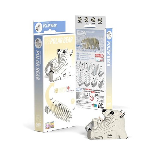 Polar Bear Puzzle | Polar Bear Model | EUGY Polar Bear 3D Puzzle - Completed Size 2.6in. L x 1.69in. W x 1.81in. H (sl105633)