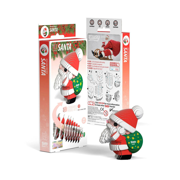 Santa Puzzle | Santa Toy | Santa Craft Kit | EUGY Santa 3D Puzzle - Completed Size 1.97in. L x 1.5in. W x 3.27in. H (sl105636)
