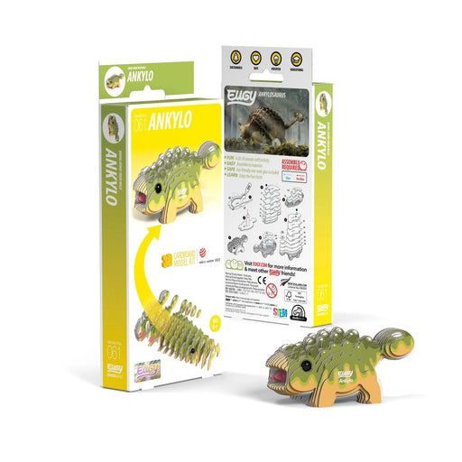 Dinosaur Puzzle | Dinosaur Toy | EUGY Ankylosaurus 3D Puzzle - Completed Size  3.43in. L x 1.46in. W x 1.61in. H (sl105642)