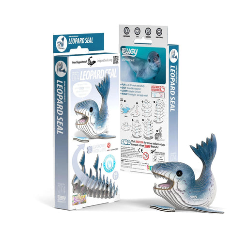Leopard Seal Figurine | Seal Toy | Leopard Seal 3D Cardboard Model Kit - Completed Size  2.72in. L x 2.32in. W x 3.11in. H (sl105655)