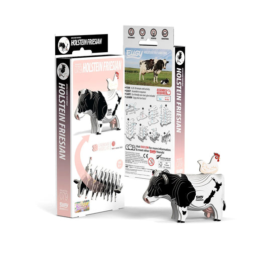 Cow Figurine | Cow Toy | Holstein Cow 3D Cardboard Model Kit - Completed Size 3.35in. L x 1.97in. W x 2.68in. H (sl105660)
